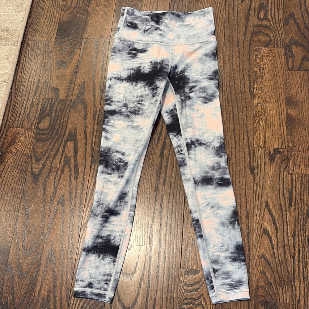Athleta 7/8 Women’s Tights Leggings , Pink /Black Tie Dye Size XXS